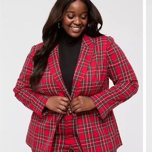 Lane Bryant size 22 EUC Women’s Red Plaid Blazer - Classic Tailored Jacket